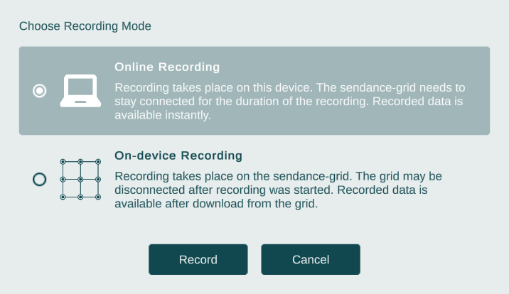 Recording mode selection